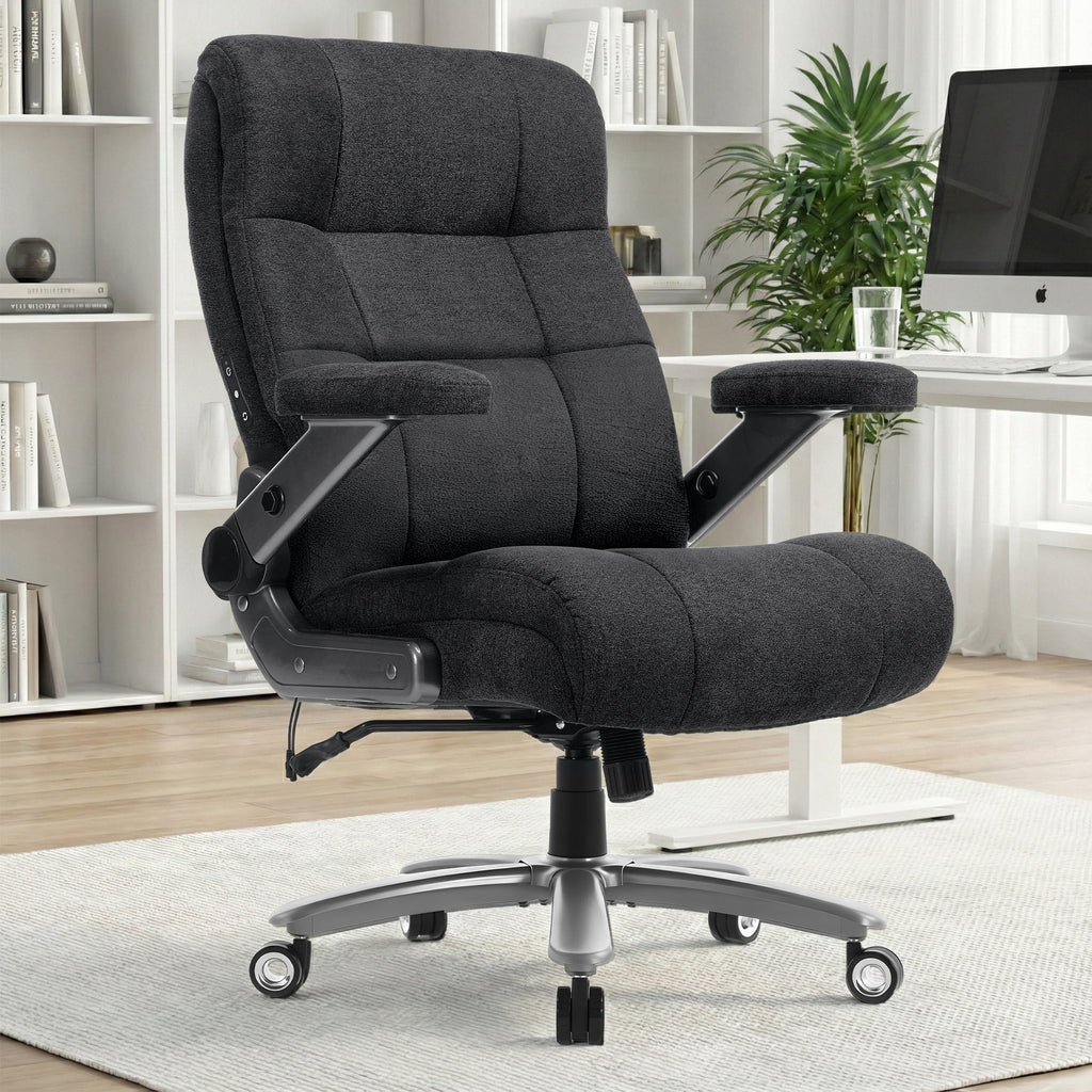 EOP Big and Tall Executive Office Chair 400lbs, High Back Ergonomic Desk Chair with Heat & Kneading Massage, Flip-Up Armrests, Black