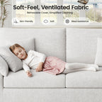 EOP 62.99" Wide Cloud Compression Sofa, Full Sponge Loveseat with Deep Seat, Upholstered Couch with 4 Pillows, No Assembly Required for Small Living Spaces, Beige