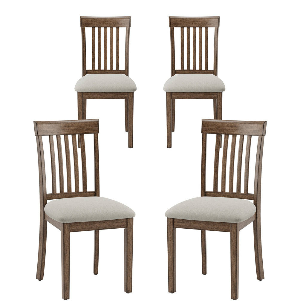 EOP Upholstered Dining Chair, Farmhouse Kitchen Wood Chairs with Backrest, Modern Fabric Padded Dining Chairs for Kitchen, Living Room