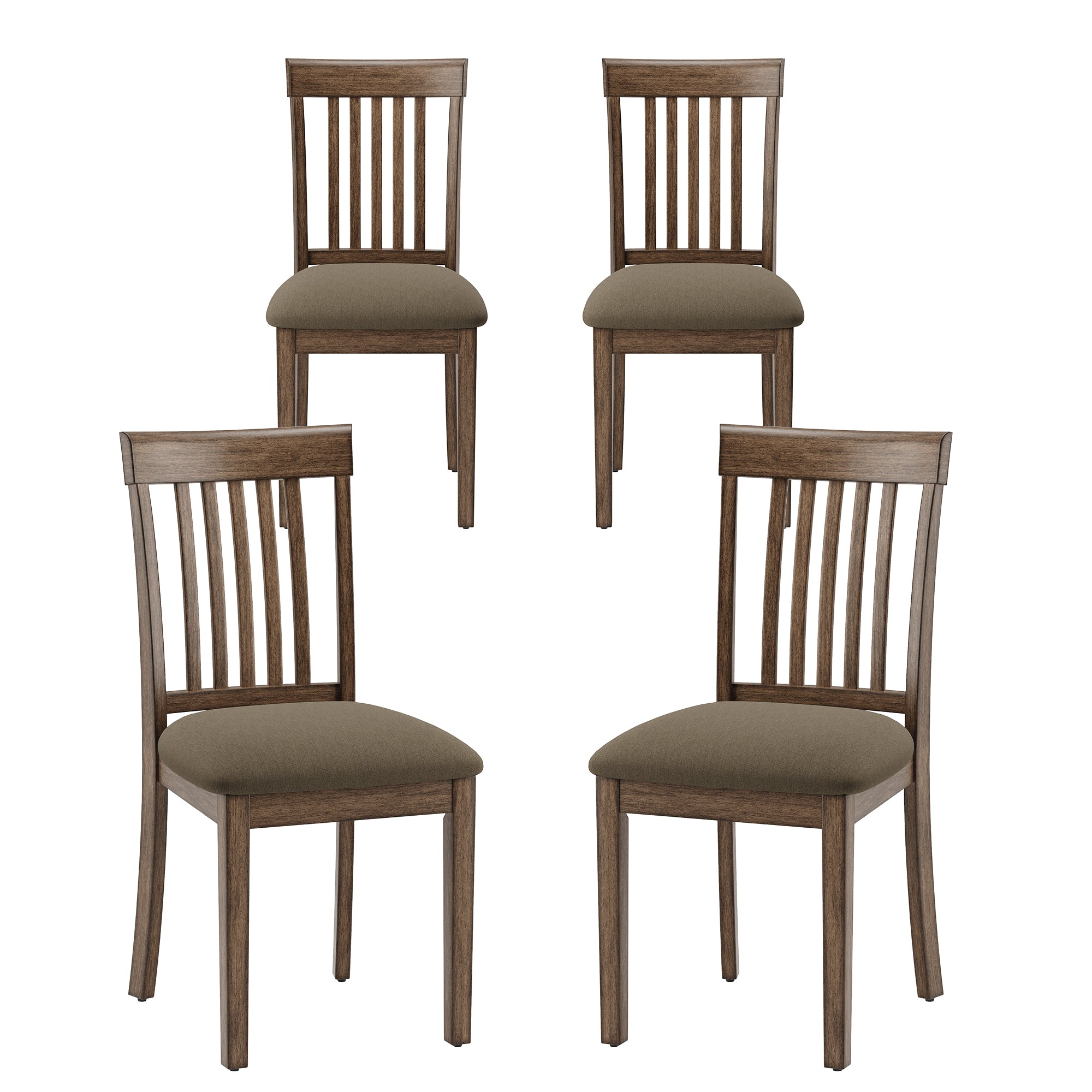 EOP Upholstered Dining Chair, Farmhouse Kitchen Wood Chairs with Backrest, Modern Fabric Padded Dining Chairs for Kitchen, Living Room