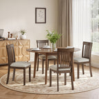 EOP Upholstered Dining Chair, Farmhouse Kitchen Wood Chairs with Backrest, Modern Fabric Padded Dining Chairs for Kitchen, Living Room