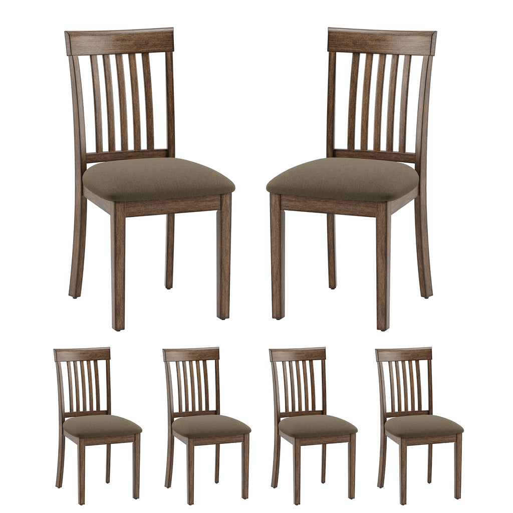 EOP Upholstered Dining Chair, Farmhouse Kitchen Wood Chairs with Backrest, Modern Fabric Padded Dining Chairs for Kitchen, Living Room