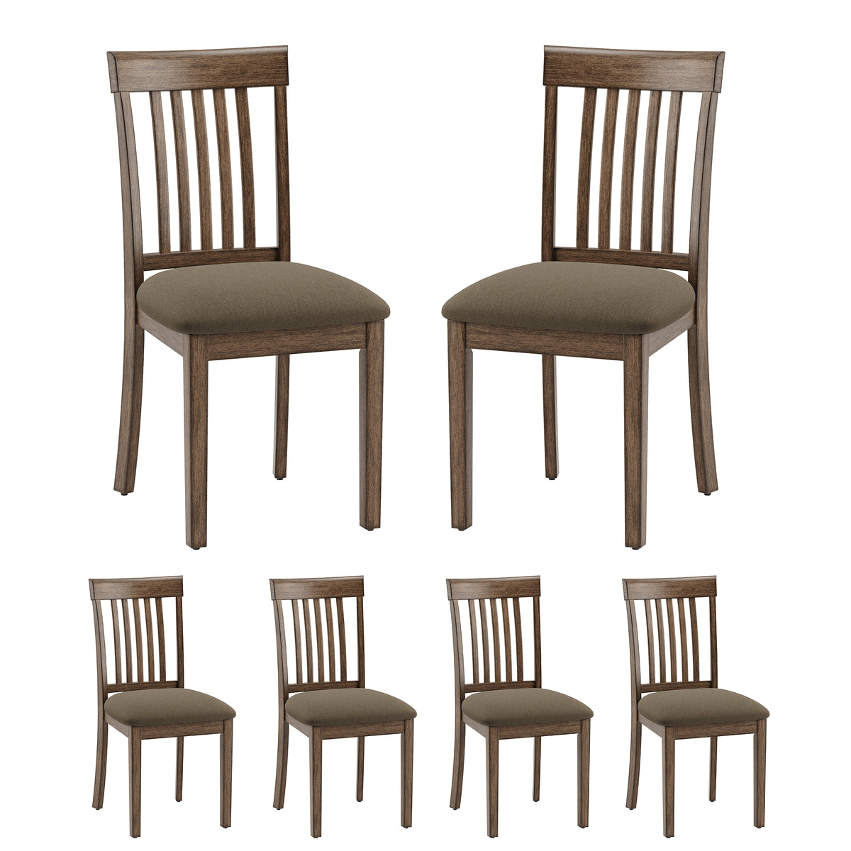 EOP Upholstered Dining Chair, Farmhouse Kitchen Wood Chairs with Backrest, Modern Fabric Padded Dining Chairs for Kitchen, Living Room