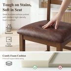 EOP Wood Bar Stools, PU Leather Upholstered Bar Chairs with Slat Back, Count Height Barstools with Footrest for Kitchen Island