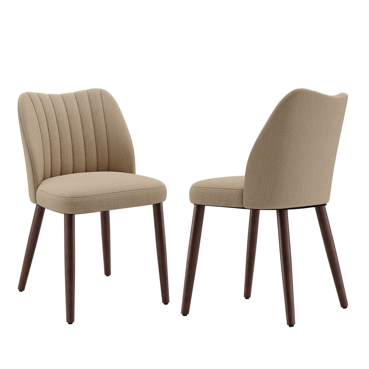 EOP Upholstered Dining Chairs Set of 2, Farmhouse Fabric Kitchen Chairs with Solid Wood Legs, Modern Restaurant & Cafe Side Chairs for Home Dining Room, Camel