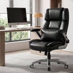 EOP Big and Tall Heated Massage Office Chair, High Back Executive Desk Chair with 4D Flip-Up Armrests & Lumbar Support for Home Office, Black