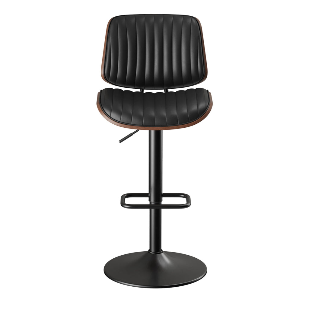 EOP Adjustable Swivel Bar Stools Single Piece Faux Leather Upholstered Counter Height Chairs with Back Dining Barstools for Kitchen Island, Black