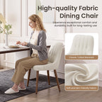EOP Wooden Dining Chairs Set of 2, Modern Tufted Button Kitchen Chairs with Solid Wood Legs, Upholstered Fabric Dining Room Chairs for Living Room Bedroom, Beige