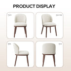 EOP Upholstered Dining Chairs Set of 2, Modern Fabric Dining Side Chairs with Wood Legs & Wing Backrest, for Dining Room Living Room Bedroom, Beige