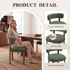 Upholstered Dining Chairs Set of 4, Mid Century Modern Dining Room Chairs, Farmhouse Wooden Chairs with Ergonomic Curved Backrest for Kitchen Dining Vanity
