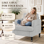EOP 29.13" Accent Chairs Upholstered Fabric Compty Chairs with Armrest Reading Chair with Solid Wood Frame for Living Room Reading Room, Gray