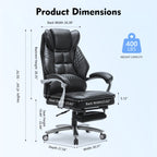 EOP Massage Big and Tall Office Chair with Heat and 4 Vibration Points, Executive Desk Chair with Adjustable Footrest, Black