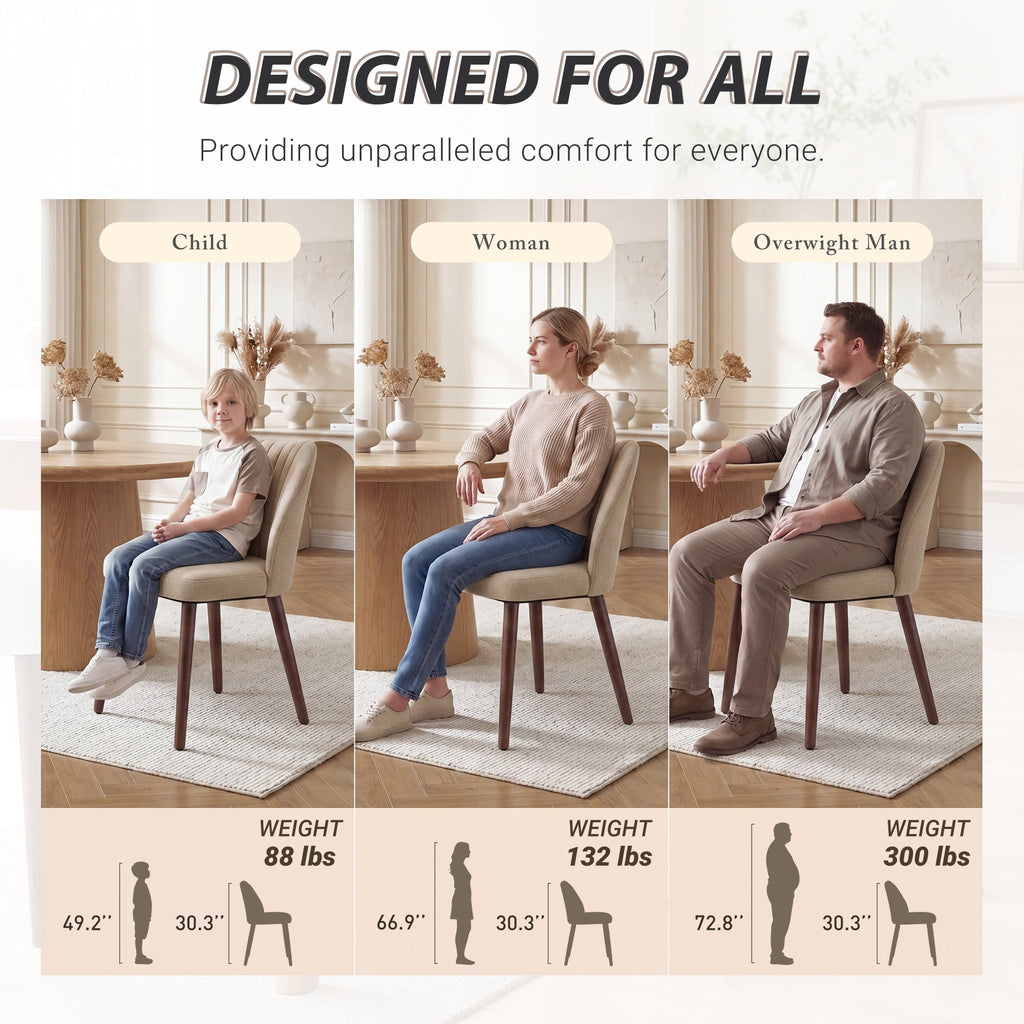 EOP Upholstered Dining Chairs Set of 4, Farmhouse Fabric Kitchen Chairs with Solid Wood Legs, Modern Restaurant & Cafe Side Chairs for Home Dining Room, Camel