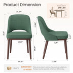 EOP Dining Chairs Set of 2, Upholstered Dining Side Chairs with Solid Rubber Wood Legs and Backrest, Modern Soft Chairs for Kitchen Dining Room Living Room, Green