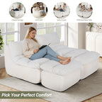 EOP Big Bean Bag Lounger Chair, Chaise Lounge Chair Indoor, Comfy Upholstered Sleeper Sofa Bed with Compressed Memory Foam, No Assembly Required, Beige