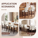 EOP 25.98" Modern Counter Height Barstools Set of 2, Farmhouse Wooden Upholstered Bar Stools With Footrest for Kitchen Island, Bar, Dining Room, Beige
