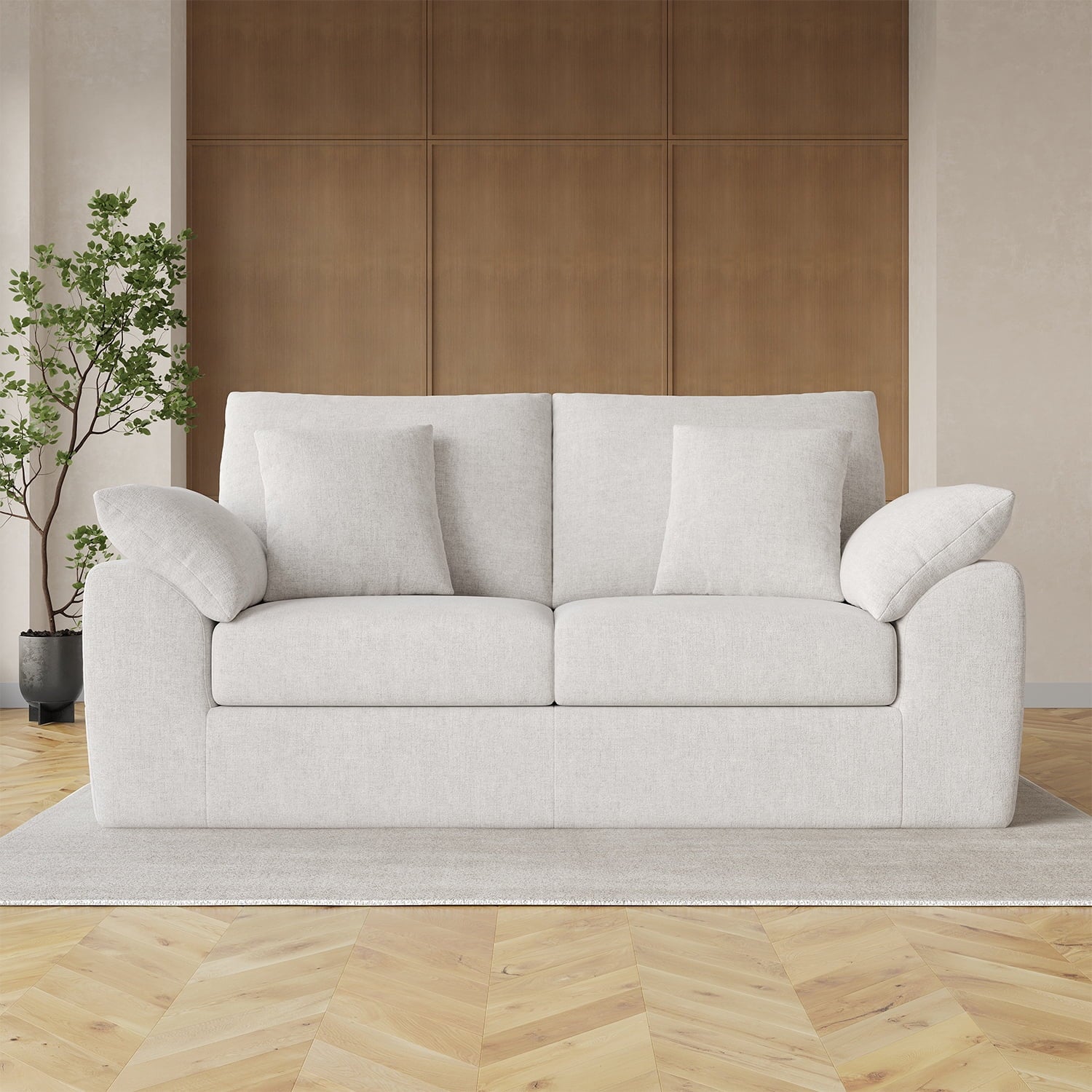 EOP 76" Wide Loveseat Sofa, 2-Seater Sofa with 4 Pillows, Upholstered Sofa Couch for Living Room and Small Spaces, Beige