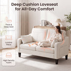 EOP 52" Upholstered Loveseat Sofa with USB & Type-C Charging, 2 Seater Small Couch with Storage Pockets & Armrest Pillows for Living Room, Apartment, Office, Small Spaces, Beige