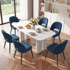 EOP Upholstered Dining Chairs Set of 6, Modern Fabric Dining Side Chairs with Solid Wood Legs, Comfortable Seating for Kitchen, Dining Room, Blue