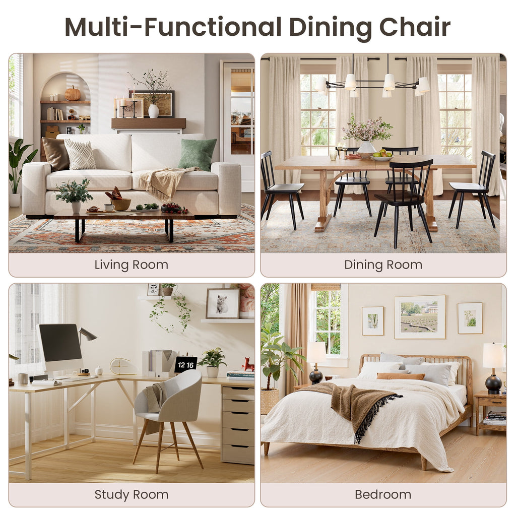 EOP Upholstered Dining Chairs Set of 4, Mid-Century Modern Dining Room Chairs with Curved Backrest and Metal Legs, Chair Kitchen for Dining Room, Camel