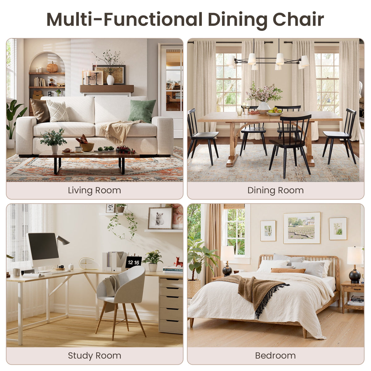 EOP Upholstered Dining Chairs Set of 4, Mid-Century Modern Dining Room Chairs with Curved Backrest and Metal Legs, Chair Kitchen for Dining Room, Camel