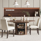 EOP 5-Piece Extendable Dining Table Set for 4, 47"-63" Wood Kitchen Table with 4 Upholstered Chairs, Space-Saving Drop Leaf Kitchen Table for Dining Room, Small Space
