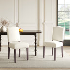 EOP Mid-Century Modern Upholstered Dining Chairs Set of 2, Farmhouse Fabric Kitchen & Dining Room Chairs with Extra Padded Seat, Ideal for Living Room, Restaurant, Beige