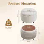EOP 25" Round Storage Ottoman, Tufted Fabric Modern Circle Ottoman with Reversible Tray Lid, Solid Wood Legs, Multi-Use Coffee Table & Seating for Living Room, Bedroom, Beige