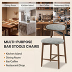 EOP Modern Bar Stools Set of 4, Upholstered 24.8″ Counter Height Bar Stools, Kitchen Island Barstools with Wood Legs for Kitchen Island Dining Room Bar, Light Gray