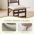 EOP Folding Dining Chairs Set of 2, Wooden Foldable Dining Room Chairs for Kitchen & Small Spaces, Mid Century Modern Upholstered Kitchen chairs, No Assembly Required, Beige