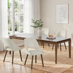 EOP Modern Upholstered Dining Chairs with Curved Back, Mid-Century Side Chairs with Solid Wood Legs For Dining Room, Kitchen and Restaurant, Set of 4, Beige
