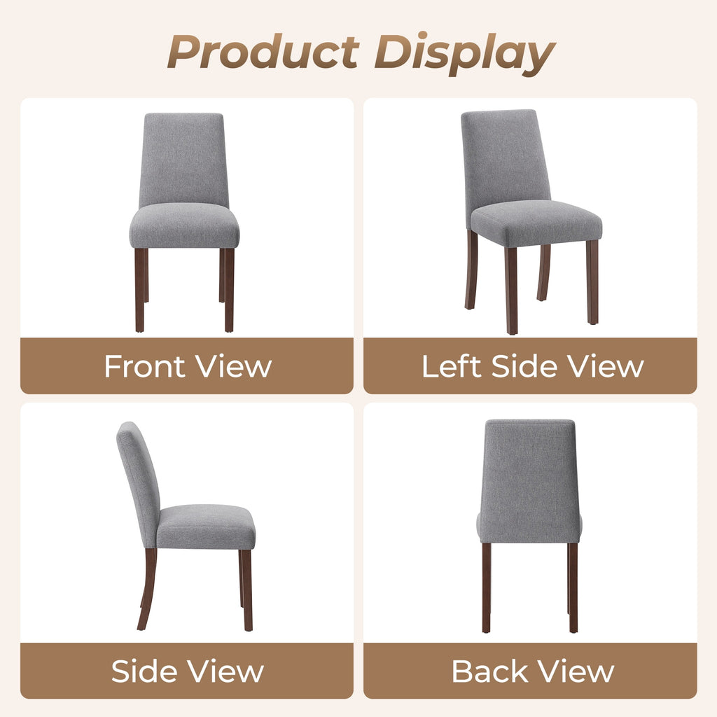 EOP Upholstered Dining Chairs Set of 6, Linen Fabric Dining Side Chairs, Farmhouse Dining Room Chairs, Stylish Kitchen Chairs with Solid Wood Legs and Padded Seat, Gray