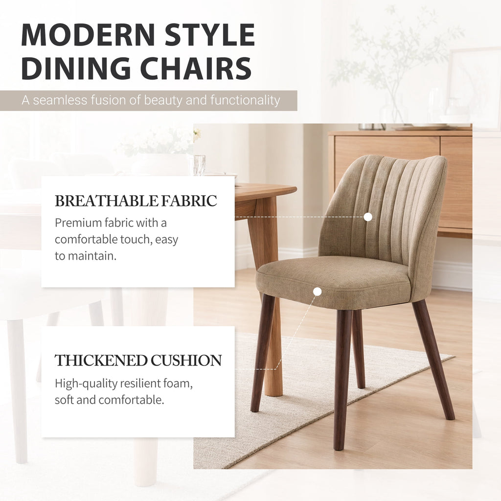 EOP Upholstered Dining Chairs Set of 4, Farmhouse Fabric Kitchen Chairs with Solid Wood Legs, Modern Restaurant & Cafe Side Chairs for Home Dining Room, Camel