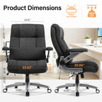 EOP Big and Tall Executive Office Chair 400lbs, High Back Ergonomic Desk Chair with Heat & Kneading Massage, Flip-Up Armrests, Black