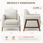 EOP Upholstered Accent Chair, Vintage Mid Century Modern Arm Chair, Comfy PU Leather Reading Armchair for Living Room Bedroom Office