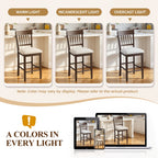 EOP Windsor Armless Bar Stools Set of 2 Counter Height Stool Wooden Barstools Antique-style Island chair for Kitchen Bar Dining Room, Dark Brown