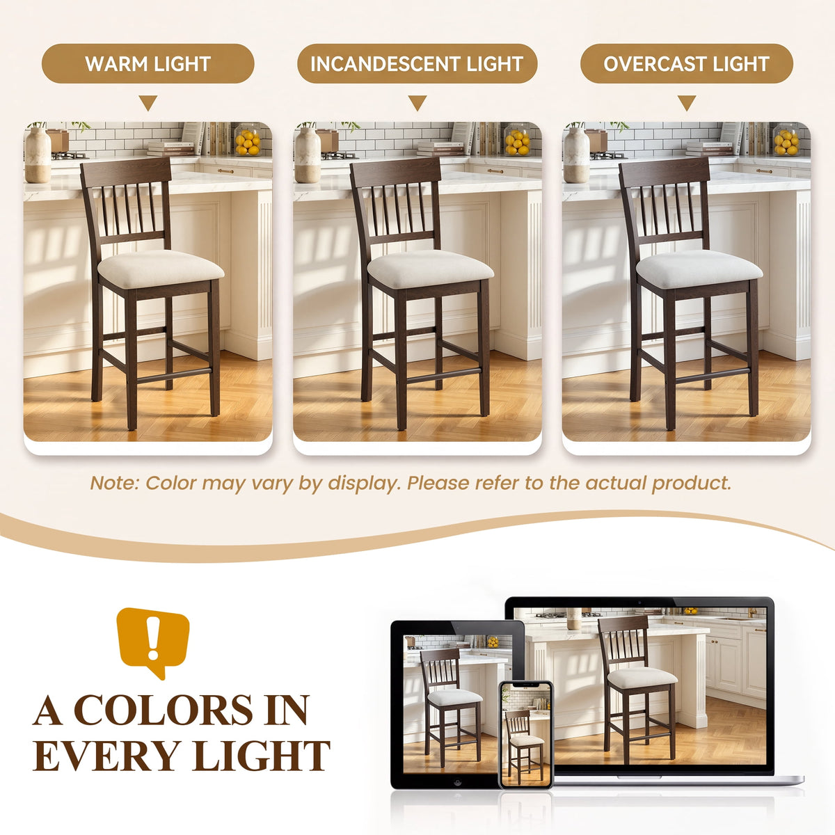 EOP Windsor Armless Bar Stools Set of 2 Counter Height Stool Wooden Barstools Antique-style Island chair for Kitchen Bar Dining Room, Dark Brown