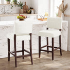 EOP 25.98" Modern Counter Height Barstools Set of 2, Farmhouse Wooden Upholstered Bar Stools With Footrest for Kitchen Island, Bar, Dining Room, Beige