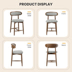 EOP Modern Bar Stools Set of 4, Upholstered 24.8″ Counter Height Bar Stools, Kitchen Island Barstools with Wood Legs for Kitchen Island Dining Room Bar, Light Gray