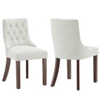 EOP Mid Century Modern Dining Chairs Set of 2, Farmhouse Upholstered Kitchen Chairs with Solid Wood Legs and Button Tufted for Dining Room, Beige