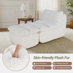 EOP Big Bean Bag Lounger Chair, Chaise Lounge Chair Indoor, Comfy Upholstered Sleeper Sofa Bed with Compressed Memory Foam, No Assembly Required, Beige
