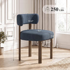 Upholstered Dining Chairs Set of 2, Mid Century Modern Dining Room Chairs, Farmhouse Wooden Chairs with Ergonomic Curved Backrest for Kitchen Dining Vanity, Blue