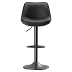 EOP Upholstered Bar Stool Set of 1, Adjustable Swivel Counter Height Bar Chair with Backrest, Modern PU Leather Counter Stool for Bar, Kitchen, Dining Room, Black
