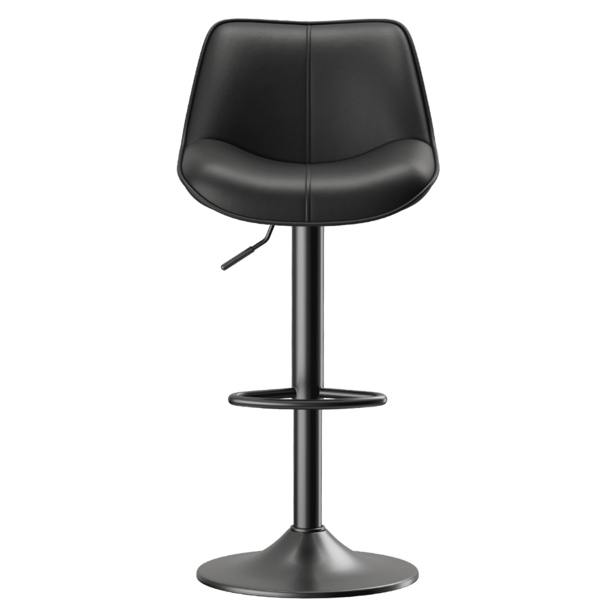 EOP Upholstered Bar Stool Set of 1, Adjustable Swivel Counter Height Bar Chair with Backrest, Modern PU Leather Counter Stool for Bar, Kitchen, Dining Room, Black