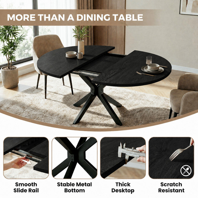 EOP 5-Piece Dining Set with Expandable 43″- 59″ Dining Table and 4 Upholstered Chairs for Small Spaces Small Home Kitchen Apartment, Black Table with Green Chairs