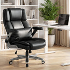 EOP Big and Tall Heated Massage Office Chair, High Back Executive Desk Chair with 4D Flip-Up Armrests & Lumbar Support for Home Office, Black