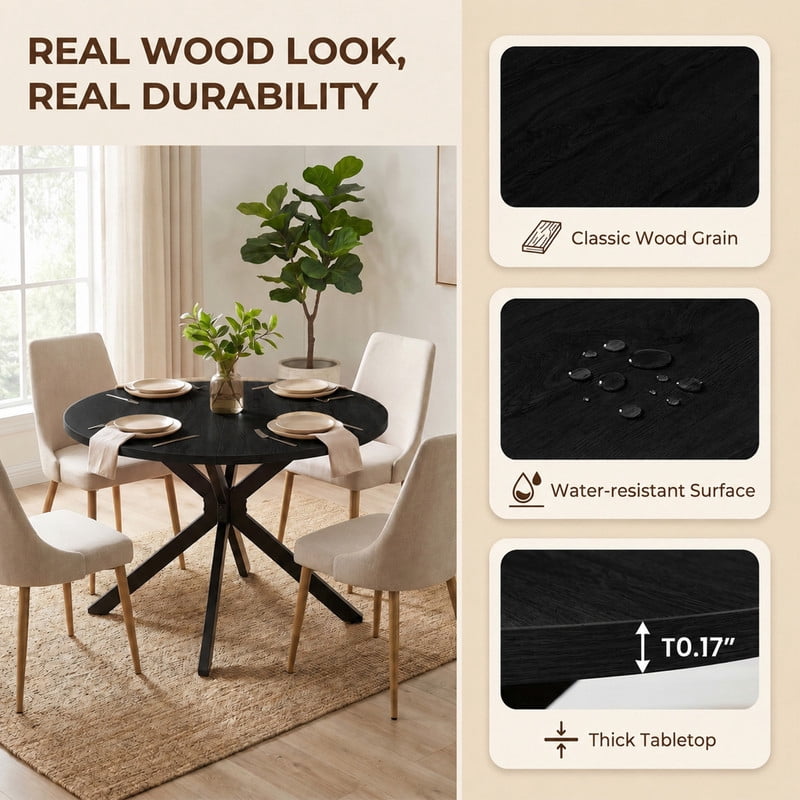 EOP 5-Piece Dining Set with Expandable 43″- 59″ Dining Table and 4 Upholstered Chairs for Small Spaces Small Home Kitchen Apartment, Black Table with Green Chairs