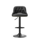 EOP Swivel Bar Stool, Adjustable Height PU Leather Bar Chair with Curved Backrest, Counter Height Seating for Kitchen Island Dining Room, Black