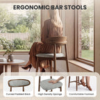 EOP Modern Bar Stools Set of 4, Upholstered 24.8″ Counter Height Bar Stools, Kitchen Island Barstools with Wood Legs for Kitchen Island Dining Room Bar, Light Gray