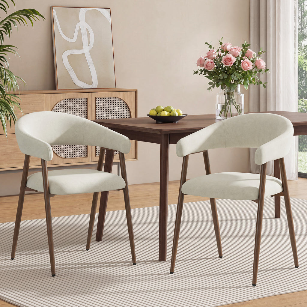 EOP Modern Linen Fabric Dining Chairs Set of 2, Upholstered Kitchen Chair with Metal Leg for Dining Room Restaurant